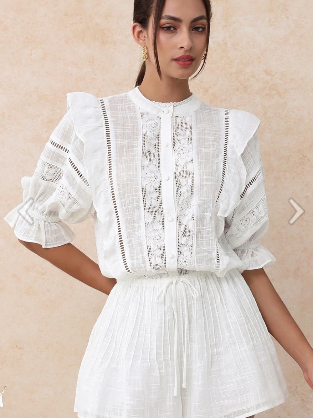 Chicwish White Eyelet Lace Playsuit NWT L